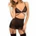 Garter Chemise G-string set Black