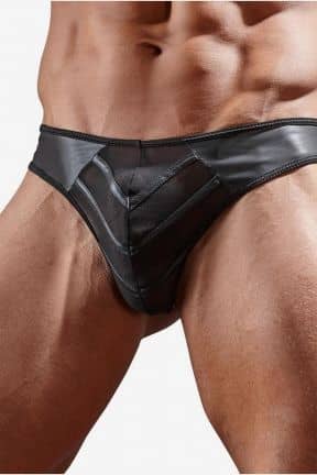 Lingerie Herren Rio - Briefs with transparent fabric and leather details.