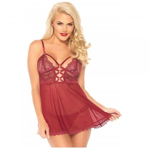 Sheer Lace Babydoll and String S/M