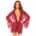 Sheer Robe with Flared Sleeves Red XL
