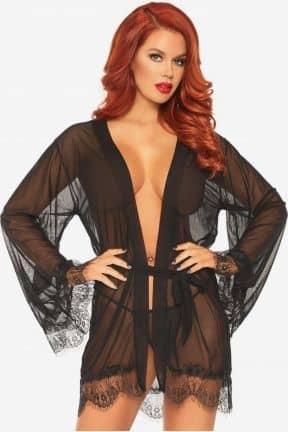 Lingerie Sheer Robe with Flared Sleeves