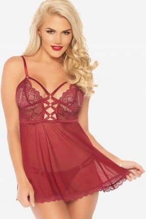 Lingerie Sheer Lace Babydoll and String 