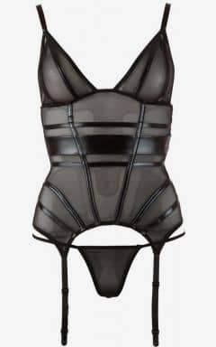 Lingerie Basque with wetlook stripes - Corset