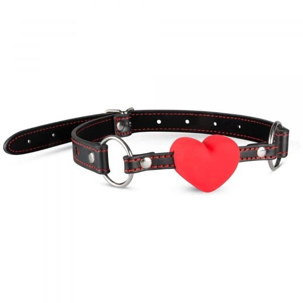 Heart Ball Gag - Black/Red