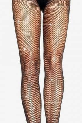Lingerie Lycra Fishnet Pantyhose - Mesh tights with nice rhinestone details