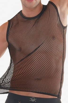 Lingerie Net Tank Top Black - Mesh tank top in straight model