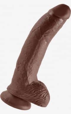 Dildo with Suction King Cock 9inch Cock With Balls Brown