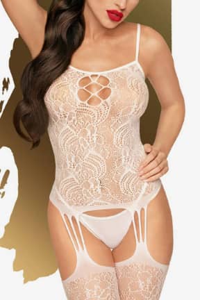 Lingerie Penthouse Eye of the storm white - Sexy bodystocking in white lace
