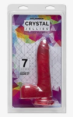 Dildos Crystal Jellies Thin Cock w. Balls Pink 7in