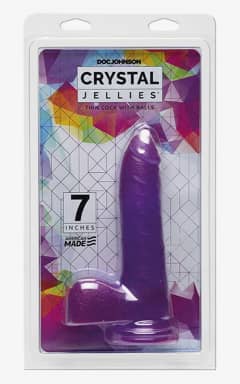 All Crystal Jellies Thin Cock w. Balls Purple 7in