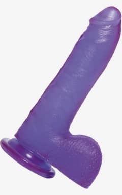 Dildo with Suction Crystal Jellies Thin Cock w. Balls Purple 7in
