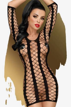 Lingerie Penthouse Bedtime surprise black - Sexy mini dress with large mesh