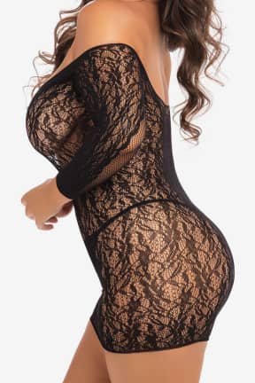 Sexy underwear Demure Long Sleeve Mini Dress