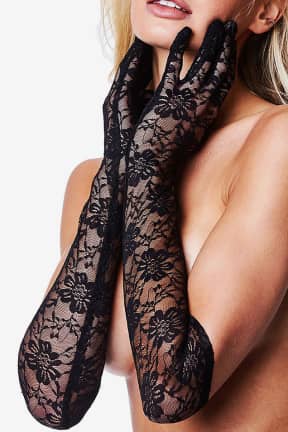 All Baci Allover Lace Opera Glove Black