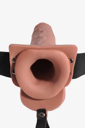 Anal Dildos Hollow Squirting Strap On W. Balls 7.5 Inch Light