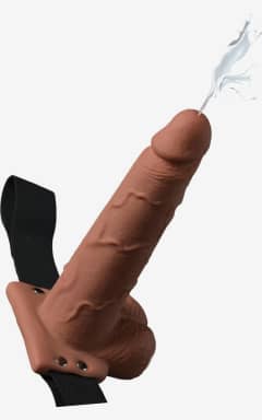 Anal Dildos Hollow Squirting Strap On W. Balls 7.5 Inch Light