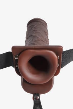 All Hollow Squirting Strap On W. Balls 9 Inch Tan