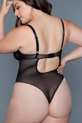Lingerie BeWicked Cameryn Bodysuit Black - Meshbody med spetskupor