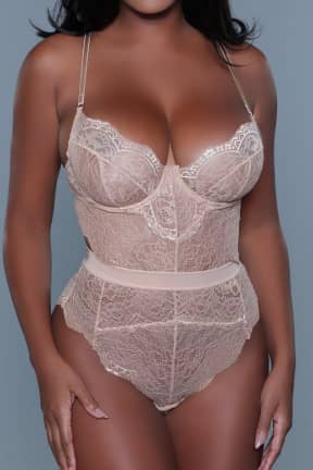 Lingerie BeWicked Bettany Bodysuit Nude - Spetsbody med cut-outs