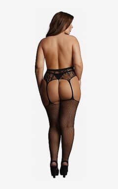 Lingerie Le Désir Fishnet and Lace Garterbelt Stockings OSX - Sexy Bodystockings