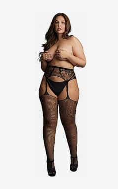 Lingerie Le Désir Fishnet and Lace Garterbelt Stockings OSX - Sexy Bodystockings