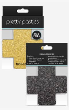 Body jevellery Glitter Cross Pasties Black & Gold 2 Pair