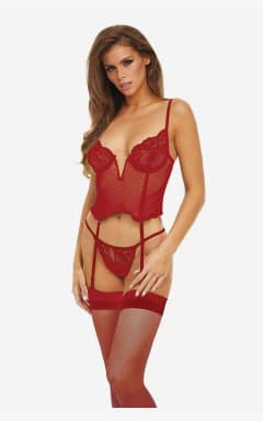 Lingerie V Wire Corset And G Set Red