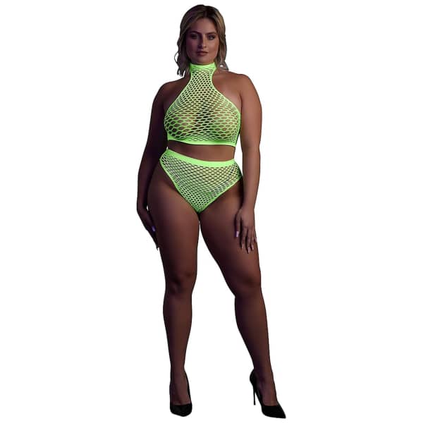 Glow In The Dark Turtle Neck And High Waist Slip Green OSX
