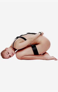 Bondage Body Harness With Thigh And Hand Cuffs Black