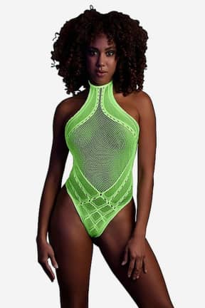Lingerie Glow In The Dark Body With Halter Neck Green