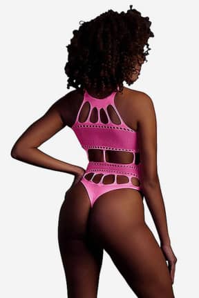 Lingerie Glow In The Dark Body With Grecian Neckline Pink - Sexy sets