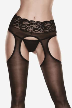 Lingerie Baci Sheer Crotchless Lace Top Suspender Hose - Sexy stay ups
