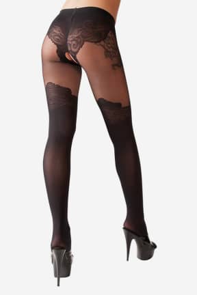 All Cottelli Crotchless Tights Lace Pantie XS