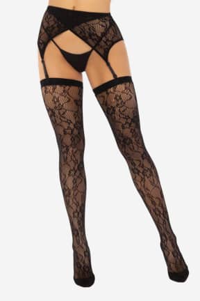 Lingerie Lace Thigh Tighs And Garterbelt - Garter holder, included stayups in sexy fishnet