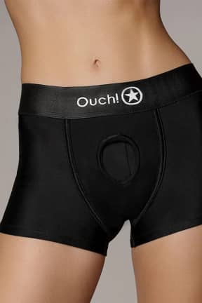 Strapon Ouch! - Vibrating Strap On Boxer - Black