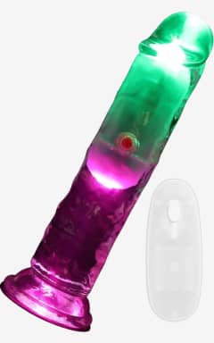 Dildos RealCock - LED Vibrating Straight Cock - Transparent - 15cm