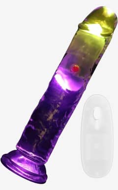 Vibrators RealCock - LED Vibrating Straight Cock - Transparent - 18cm