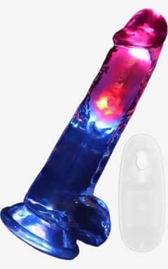 Dildos RealCock - LED Vibrating Straight Cock With Balls - Transparent - 20cm