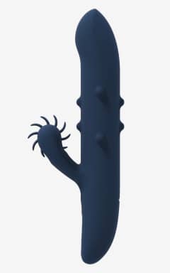 All Dreamtoys - Goddess Collection - Athena Rabbit Vibrator With Moving Beads And Spinning Wheel - Blue