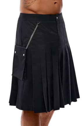 Lingerie Svenjoyment - Kilt - Black - Own the room in a sleek black kilt with a snug waistband and sharp pleats. Snap and zip it shut, stash essentials in the chain pocket, and move with confidence.