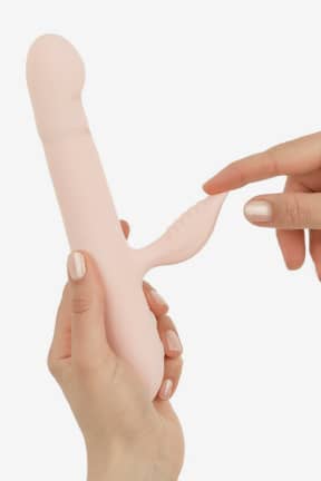 All Good Vibes Only - Thrusting Vibrator - Soft Silicone - Pink - Thrusting shaft plus clit pulser hit you in sync, with 3 speeds and 10 deep, teasing modes. Rechargeable, silky silicone and IPX7 waterproof for steamy play and easy clean-up.
