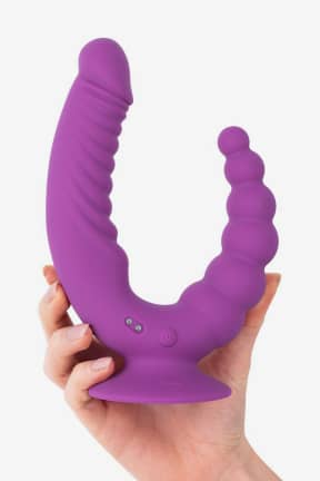 Vibrators Teazers - Double Vibrator with Suction Cup and Remote - Purple