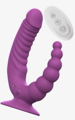 Vibrators Teazers - Double Vibrator with Suction Cup and Remote - Purple