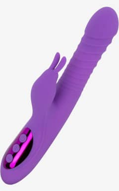 All Teazers – Thrusting, Warming Rabbit Vibrator – Purple - Thrusting action, warming bliss, and a flexible bunny arm team up for toe-curling dual pleasure. Separate controls with 10 thrust and 10 vibe modes let you dial in the perfect finish.