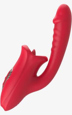 All Teazers - Dildo with Clitoris Stimulator - Deep, rumbly internal vibes plus a tongue-style lick on your sweet spot for blended bliss. Ten vibration modes and ten licking patterns let you dial in the perfect combo.