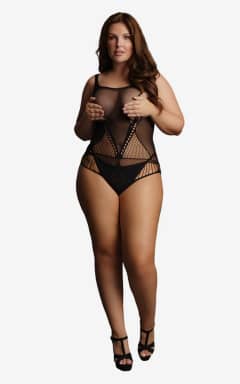 Lingerie Le Désir Contrast Net Teddy Queen Size - Sculpting contrast net and smooth panels hug your curves in all the right places. Stretchy, breathable, and a little daring with strappy detail for instant confidence.