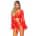 Leg Avenue - Garter Teddy with String Back and Robe Red S