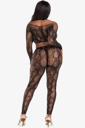 All Leg Avenue - Python Crop Top & Footless Tights - Slip into semi-sheer lace and fishnet that hugs your curves and turns heads fast. Mix the crop top and high-waist tights your way for a bold, playful look.