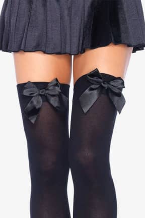 All Leg Avenue - Nylon Thigh Highs with Bow - Smooth, opaque thigh-high coverage with a soft feel that begs to be touched. Finished with sweet satin bows for a polished, playful tease.