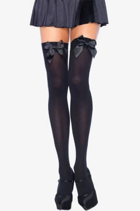 All Leg Avenue - Nylon Thigh Highs with Bow - Smooth, opaque thigh-high coverage with a soft feel that begs to be touched. Finished with sweet satin bows for a polished, playful tease.
